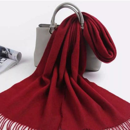 Cachecol Pashmina Unissex Liso 130g com Franjas