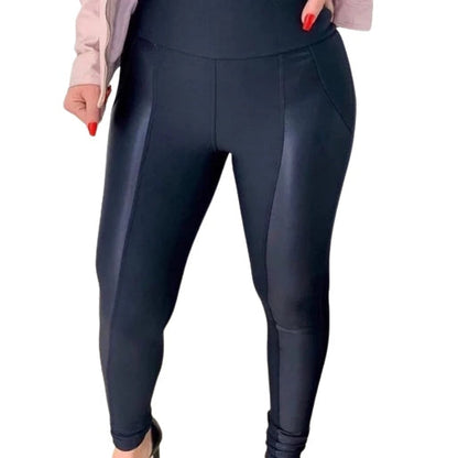 Calça Legging de Inverno Flanelada com Acabamento Cirrê