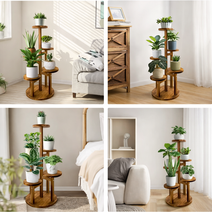 [LEVE 2 PAGUE 1] Suporte Botânica de Madeira Teca - 100% O Cantinho das Plantas + BRINDE: Kit de Vasos Decorativos