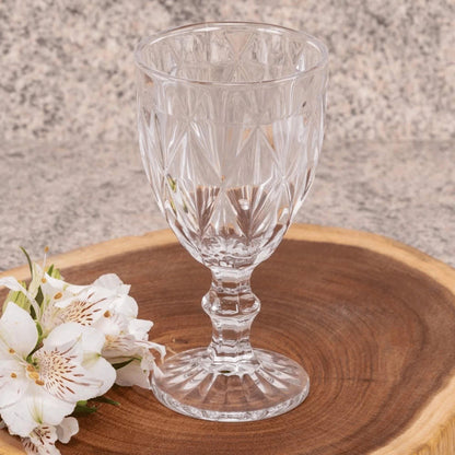Jogo 6 Taças de Vidro Diamante Abacaxi Bico de Jaca 330ml – Copo Transparente Gourmet