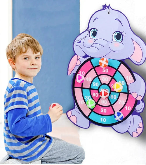 Jogo de Dardos Infantil com Bolas Adesivas – Painel Educativo de Velcro em Formato de Animais