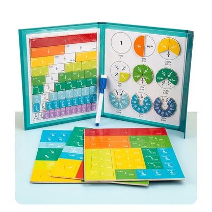 Livro Magnético de Frações Montessori Infantil – Aprendizagem Matemática e Raciocínio Lógico