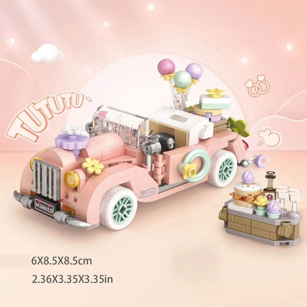 Mini Blocos de Construção Infantil – Carro Criativo de Desenho Animado para Montar, Presente Educativo e Decorativo para Crianças